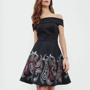 Ted Baker Treasured Trinket Black Bardot Dress